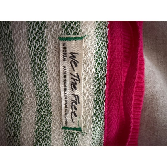 We The Free Free People Striped Sweatshirt Green Pink White OB1717006 Womens M - Picture 4 of 9
